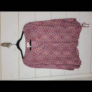 Laundry by Shelli Segal XL tan pink & orange print blouse